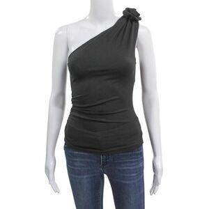 Le Bop Women One Shoulder Tank Black Viscose Sleeveless Size XS